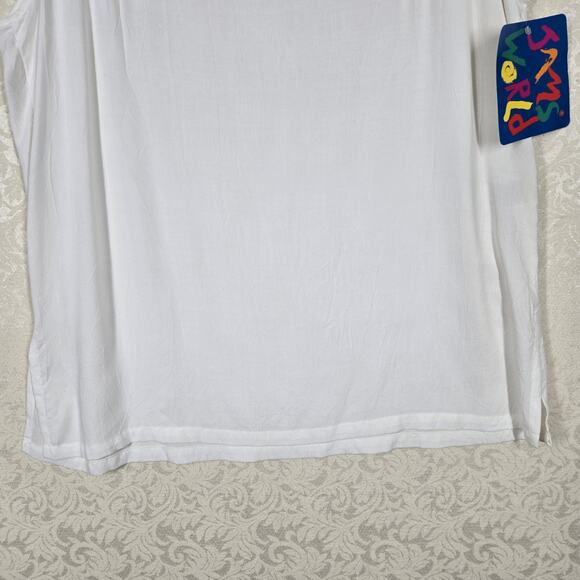 Jams World Tank Top sz XL White Sleeveless Side Slits - Picture 4 of 13